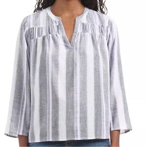 Splendid Black, Purple & White Striped Blouse Medium